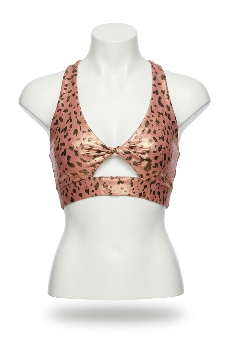 NEW BEACH RIOT twist top in rose leopard shine
